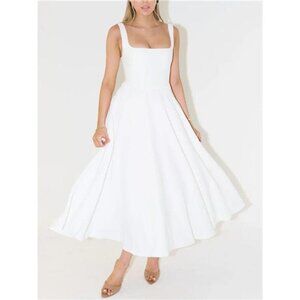 Square Neck Sleeveless Midi Dress